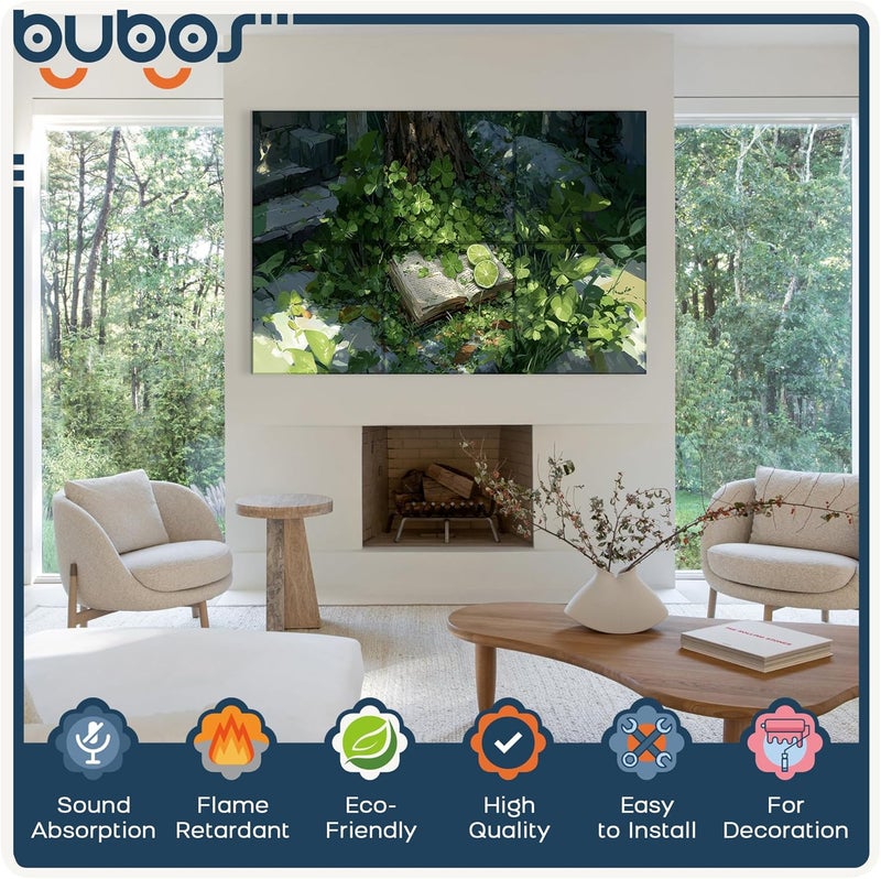 B Bubos 6 Pack Art Acoustic Panels Soundproof Wall Panel,23.6X23.6 Inches Large Sound Panel,Self-Adhesive Decorative Acoustical Wall Panels, Acoustic Treatment for Home（Clover Chronicles​​ ） - Image 3